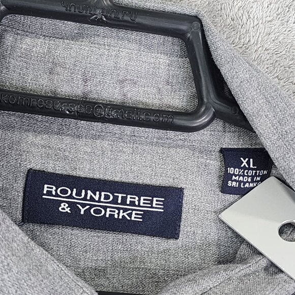 Mens Gray Roundtree & Yorke Shirt Button Down Long Sleeve 100% Cotton Size XL - Picture 3 of 7